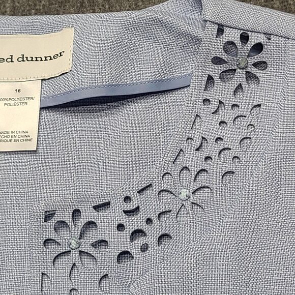 Alfred‎ Dunner Jacket Womens 16 Southampton Open Front 3/4 Sleeve Lace Trim New - Picture 6 of 8